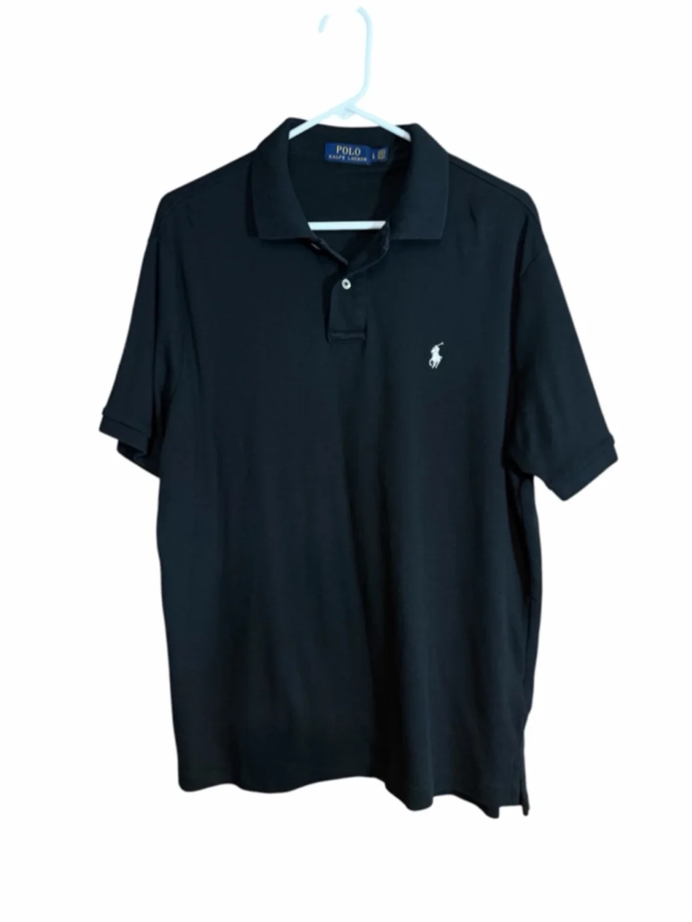 Polo Ralph Lauren black short sleeve polo with white pony men’s size large